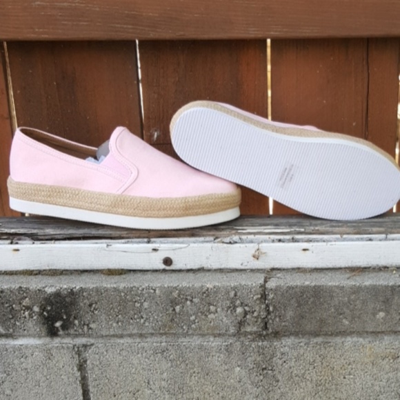 Pink Faux Suede Espadrille Slip On Sneakers - Picture 4 of 6